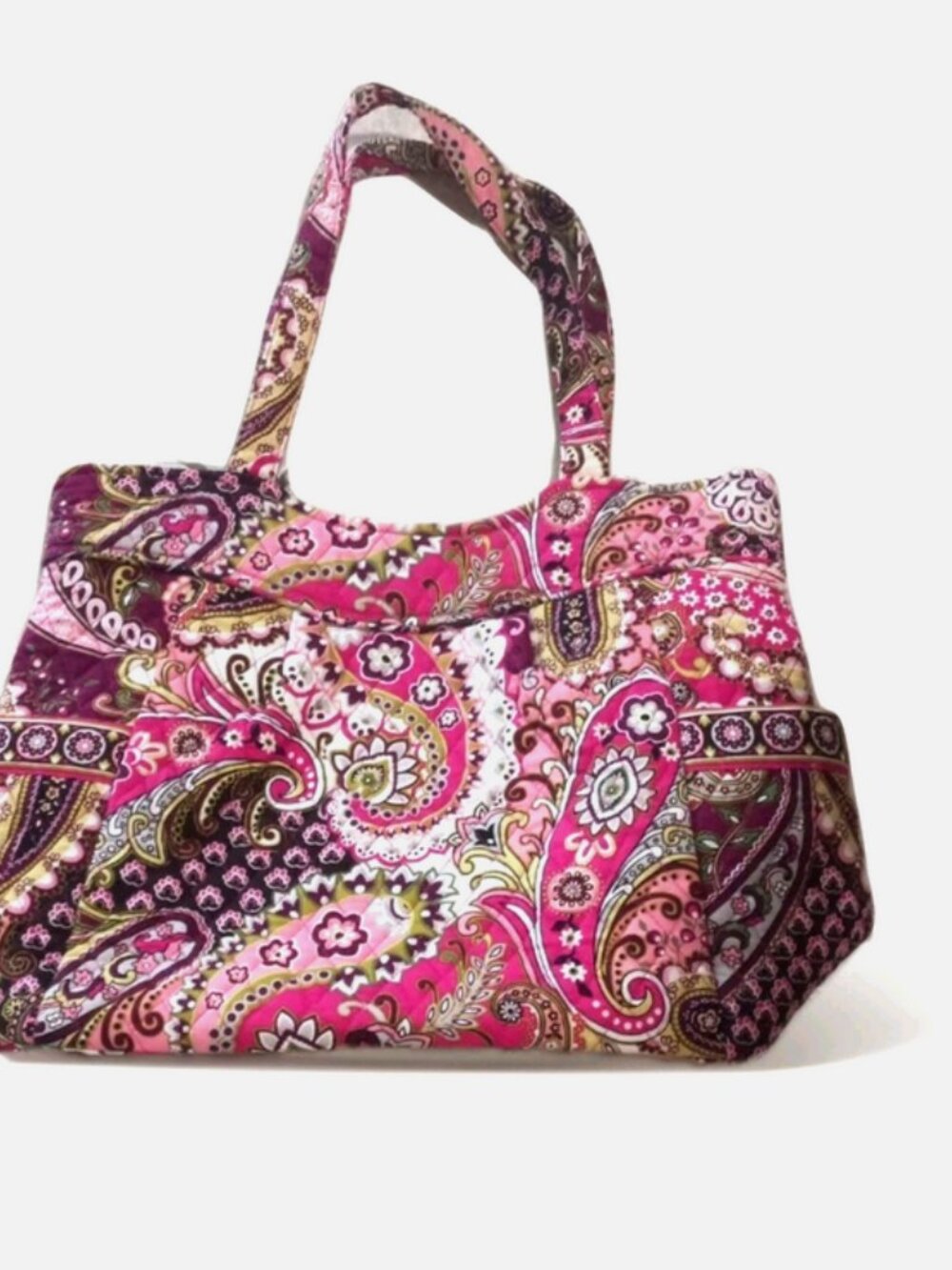 Vera Bradley Very Berry Paisley Tote Bag Quilted Pink Purple Floral Shoulder Bag